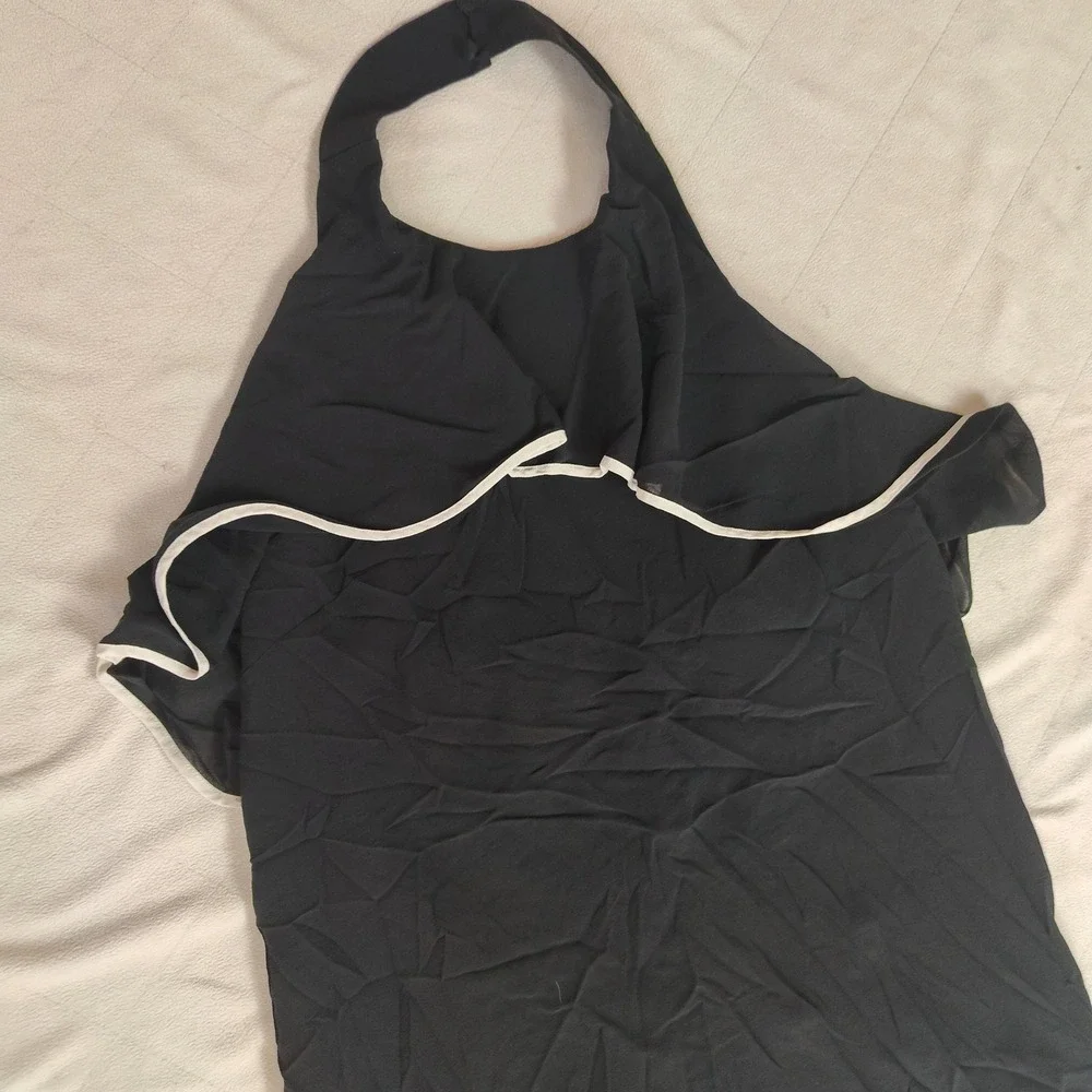 Alice + Olivia Gwenie Halter Dress Women Small Black Silk Ruffle Sleeveless Mini - Picture 3 of 13